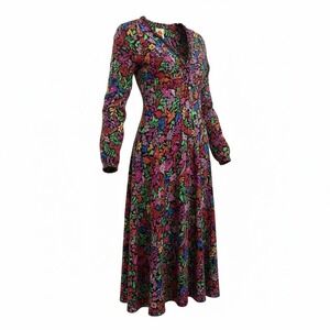 Farm Rio Womens Multicolor Floral Tropical Bird Button Front Midi Dress XL New